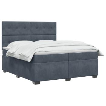 Boxspringbett mit Matratze Dunkelgrau 200 x 200 cm Samt
