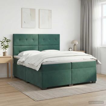 ARDEBO.de - Boxspringbett mit Matratze Dunkelgrün 200 x 200 cm Samt