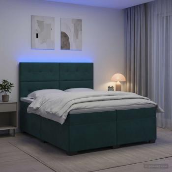 Boxspringbett mit Matratze Dunkelgrün 200 x 200 cm Samt