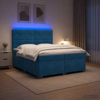 ARDEBO.de - Boxspringbett mit Matratze mit Kopfteil Blau 200 x 200 cm Samt