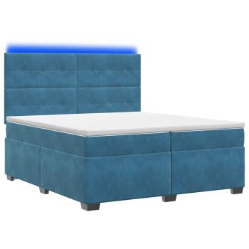 Boxspringbett mit Matratze mit Kopfteil Blau 200 x 200 cm Samt