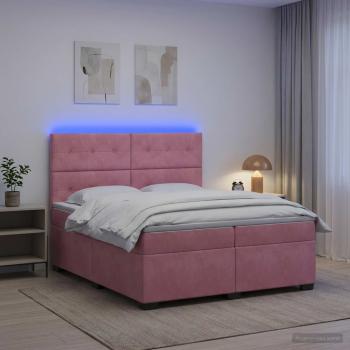 Boxspringbett mit Matratze mit Kopfteil Rosa 200 x 200 cm Samt