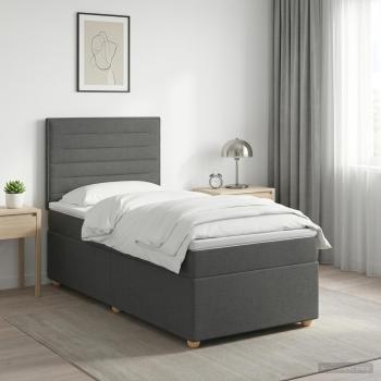 Boxspringbett mit Matratze Dunkelgrau 80 x 200 cm Stoff