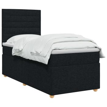 Boxspringbett mit Matratze Schwarz 80 x 200 cm Stoff