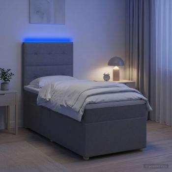 ARDEBO.de - Boxspringbett mit Matratze Hellgrau 80 x 200 cm Stoff