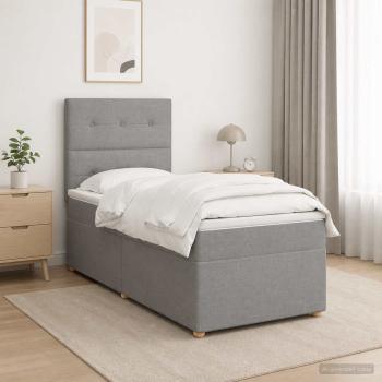 Boxspringbett mit Matratze Hellgrau 80 x 200 cm Stoff