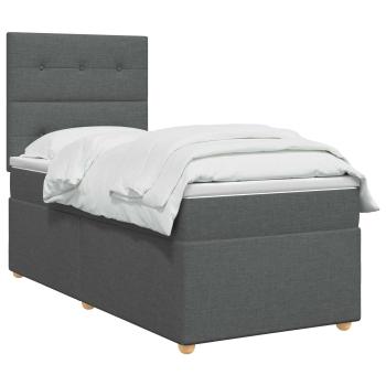 Boxspringbett mit Matratze Dunkelgrau 80 x 200 cm Stoff
