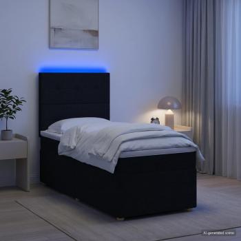 ARDEBO.de - Boxspringbett mit Matratze Schwarz 90 x 190 cm Stoff