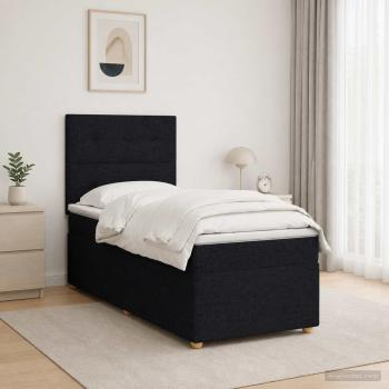 Boxspringbett mit Matratze Schwarz 90 x 190 cm Stoff