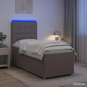 ARDEBO.de - Boxspringbett mit Matratze mit Kopfteil Taupe 90 x 190 cm Stoff