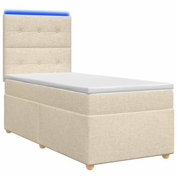 Boxspringbett mit Matratze mit Kopfteil Creme 90 x 190 cm Stoff