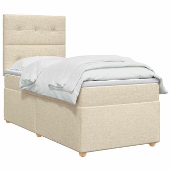 Boxspringbett mit Matratze mit Kopfteil Creme 90 x 190 cm Stoff