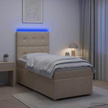 Boxspringbett mit Matratze mit Kopfteil Creme 90 x 190 cm Stoff