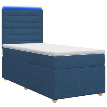 Boxspringbett mit Matratze mit Kopfteil Blau 90 x 200 cm Stoff