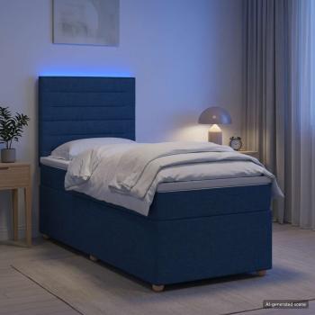 Boxspringbett mit Matratze mit Kopfteil Blau 90 x 200 cm Stoff