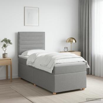 ARDEBO.de - Boxspringbett mit Matratze Hellgrau 100 x 200 cm Stoff