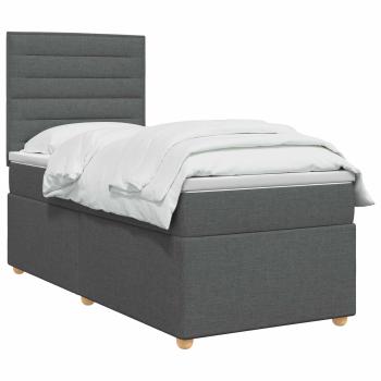 Boxspringbett mit Matratze Dunkelgrau 100 x 200 cm Stoff