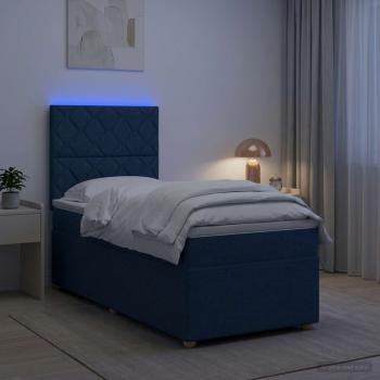 Boxspringbett mit Matratze mit Kopfteil Blau 100 x 200 cm Stoff