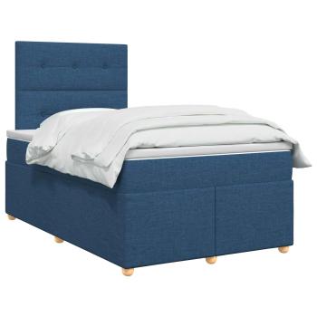 Boxspringbett mit Matratze mit Kopfteil Blau 120 x 200 cm Stoff