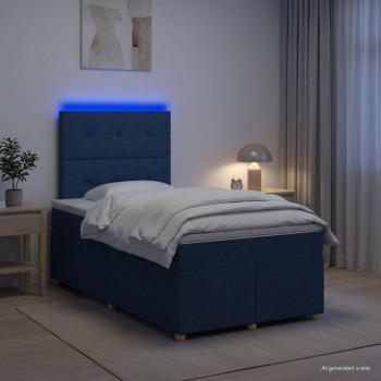 Boxspringbett mit Matratze mit Kopfteil Blau 120 x 200 cm Stoff