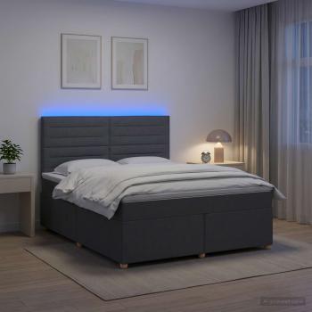 ARDEBO.de - Boxspringbett mit Matratze Dunkelgrau 140 x 190 cm Stoff