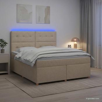 ARDEBO.de - Boxspringbett mit Matratze Creme 140 x 190 cm Stoff
