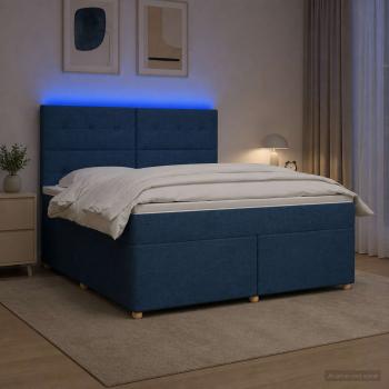 ARDEBO.de - Boxspringbett mit Matratze mit Kopfteil Blau 140 x 190 cm Stoff