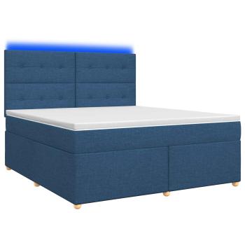 Boxspringbett mit Matratze mit Kopfteil Blau 140 x 190 cm Stoff