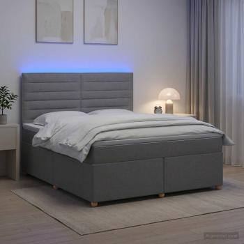 ARDEBO.de - Boxspringbett mit Matratze Hellgrau 140 x 200 cm Stoff