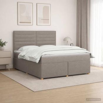 ARDEBO.de - Boxspringbett mit Matratze Taupe 140 x 200 cm Stoff