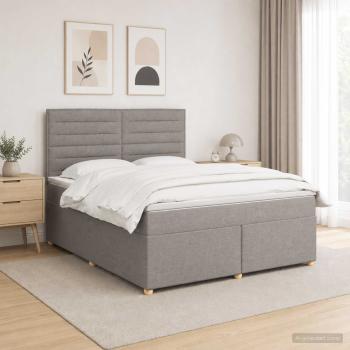 Boxspringbett mit Matratze Taupe 140 x 200 cm Stoff