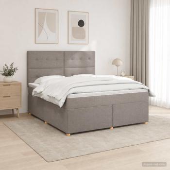 ARDEBO.de - Boxspringbett mit Matratze Taupe 140 x 200 cm Stoff
