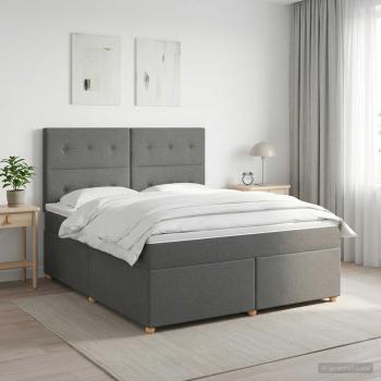 ARDEBO.de - Boxspringbett mit Matratze Dunkelgrau 160 x 200 cm Stoff