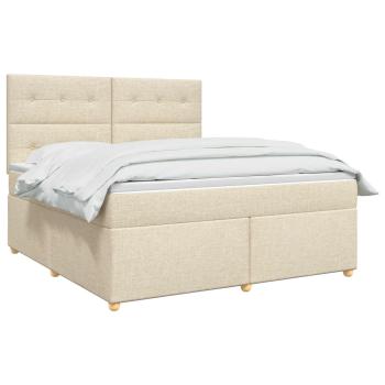 Boxspringbett mit Matratze Creme 180 x 200 cm Stoff