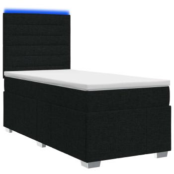 LED Boxspringbett mit Matratze Schwarz 80 x 200 cm Stoff
