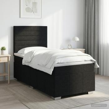 LED Boxspringbett mit Matratze Schwarz 80 x 200 cm Stoff