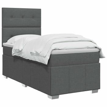 LED Boxspringbett mit Matratze Dunkelgrau 80 x 200 cm Stoff