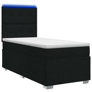 LED Boxspringbett mit Matratze Schwarz 90 x 200 cm Stoff