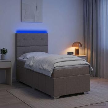 ARDEBO.de - LED Boxspringbett mit Matratze Taupe 90 x 200 cm Stoff