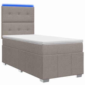 LED Boxspringbett mit Matratze Taupe 90 x 200 cm Stoff
