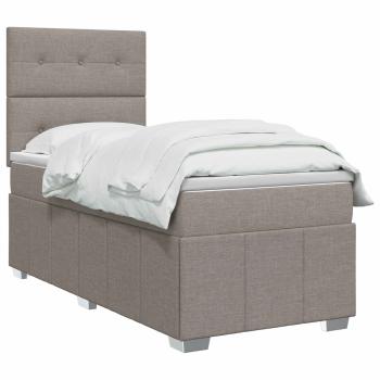 LED Boxspringbett mit Matratze Taupe 90 x 200 cm Stoff