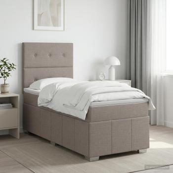 LED Boxspringbett mit Matratze Taupe 90 x 200 cm Stoff