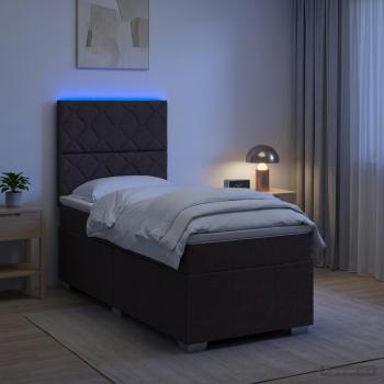 ARDEBO.de - LED Boxspringbett mit Matratze Dunkelbraun 100 x 200 cm Stoff