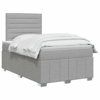 LED Boxspringbett mit Matratze Hellgrau 120 x 190 cm Stoff