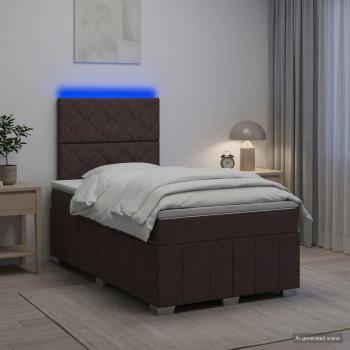 ARDEBO.de - LED Boxspringbett mit Matratze Dunkelbraun 120 x 190 cm Stoff