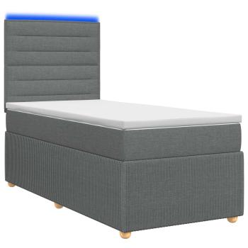 LED Boxspringbett mit Matratze Dunkelgrau 80 x 200 cm Stoff