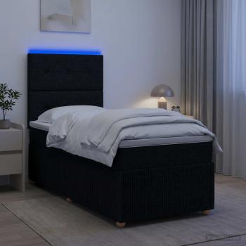LED Boxspringbett mit Matratze Schwarz 80 x 200 cm Stoff