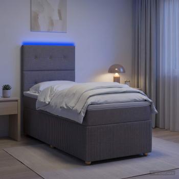 ARDEBO.de - LED Boxspringbett mit Matratze Taupe 80 x 200 cm Stoff