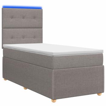 LED Boxspringbett mit Matratze Taupe 80 x 200 cm Stoff