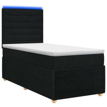 LED Boxspringbett mit Matratze Schwarz 90 x 190 cm Stoff